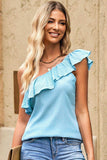 Ruffled One-Shoulder Tank - Trendsi - Flyclothing LLC