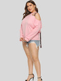Plus Size Cold-Shoulder Round Neck Blouse - Trendsi - Flyclothing LLC