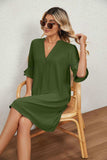 Notched Neck Flounce Sleeve Dress - Trendsi - Flyclothing LLC