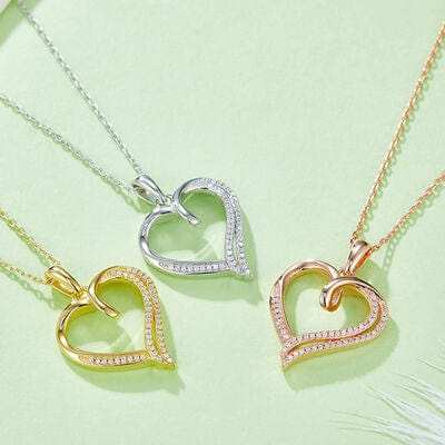 Moissanite 925 Sterling Silver Heart Shape Necklace - Trendsi - Flyclothing LLC