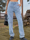 High Waist Cargo Jeans - Trendsi - Flyclothing LLC