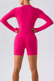 Half Zip Long Sleeve Active Romper - Trendsi - Flyclothing LLC