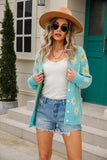 Daisy Pattern Button Front Cardigan - Trendsi - Flyclothing LLC