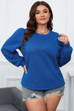 Plus Size Textured Round Neck Long Sleeve Top - Trendsi - Flyclothing LLC