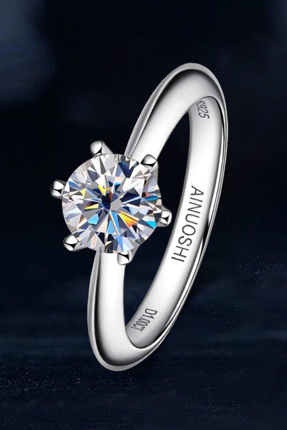 Wonderful Life 1 Carat Moissanite Platinum-Plated Ring - Trendsi - Flyclothing LLC
