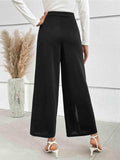 Chain Detail Slit Straight Pants - Trendsi - Flyclothing LLC