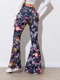 Floral High Waist Flare Leg Pants - Trendsi - Flyclothing LLC