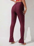 High Waist Slit Skinny Pants - Trendsi - Flyclothing LLC