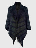 Fringe Detail Open Front Poncho - Trendsi - Flyclothing LLC