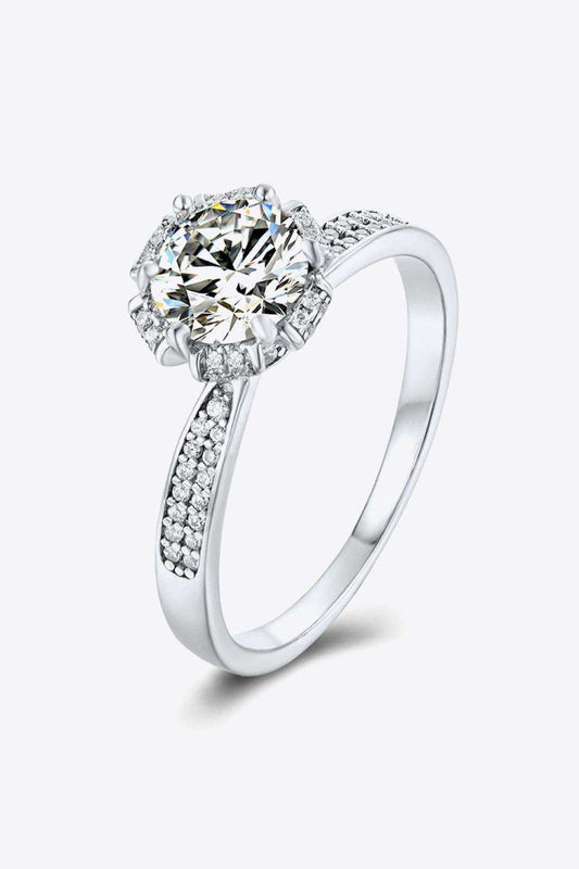 925 Sterling Silver 1 Carat Moissanite Ring - Trendsi - Flyclothing LLC