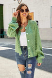 Openwork Pompom Puff Sleeve Cardigan - Trendsi - Flyclothing LLC