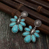 Artificial Turquoise Flower Earrings - Trendsi - Flyclothing LLC