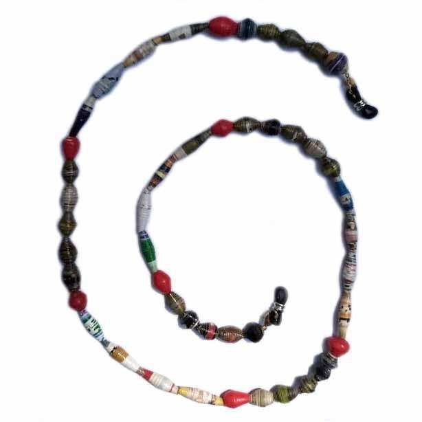 Face Mask/Eyeglass Paper Bead Chain, Black and Red - Creative Alternatives - Flyclothing LLC