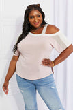 Andree by Unit Full Size Something Simple Cold Shoulder Tee - Trendsi - Flyclothing LLC