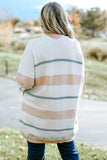 Plus Size Striped Open Front Cardigan - Trendsi - Flyclothing LLC