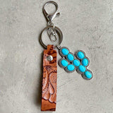 Turquoise Genuine Leather Key Chain - Trendsi - Flyclothing LLC