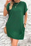 Pocketed Round Neck Short Sleeve Dress - Trendsi - Flyclothing LLC