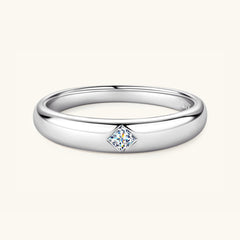 925 Sterling Silver Inlaid Moissanite Ring