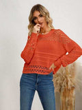 Cutout Round Neck Knit Top - Trendsi - Flyclothing LLC