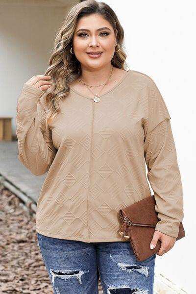 Plus Size Exposed Seam Dropped Shoulder T-Shirt - Trendsi - Flyclothing LLC