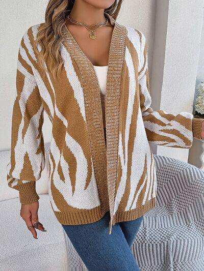 Open Front Animal Print Cardigan - Trendsi - Flyclothing LLC