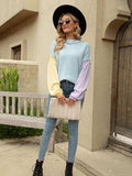 Color Block Dropped Shoulder Sweater - Trendsi - Flyclothing LLC