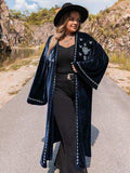 Plus Size Embroidery Open Front Long Sleeve Cardigan - Trendsi - Flyclothing LLC