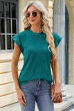 Round Neck Cap Sleeve T-Shirt - Trendsi - Flyclothing LLC