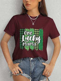 ONE LUCKY MAMA Round Neck T-Shirt - Trendsi - Flyclothing LLC
