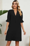 Notched Flounce Sleeve Mini Dress - Trendsi - Flyclothing LLC