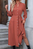 Button Down Notched Neck Dress - Trendsi - Flyclothing LLC