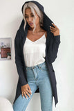 Ribbed Open Front Hooded Cardigan with Pockets - Trendsi - Flyclothing LLC