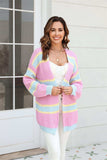 Color Block Ribbed Dropped Shoulder Open Front Cardigan - Trendsi - Flyclothing LLC