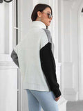 Contrast Turtleneck Long Sleeve Sweater - Trendsi - Flyclothing LLC