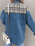 Plaid Button Up Dropped Shoulder Jacket - Trendsi - Flyclothing LLC