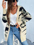 Camouflaged Dropped Shoulder Open Front Cardigan - Trendsi - Flyclothing LLC