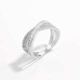 X Shape Inlaid Zircon 925 Sterling Silver Ring - Trendsi - Flyclothing LLC
