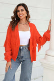 Fringe Trim Open Front Cardigan - Trendsi - Flyclothing LLC