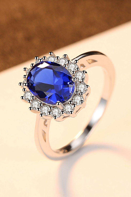 Synthetic Sapphire 925 Sterling Silver Ring - Trendsi - Flyclothing LLC