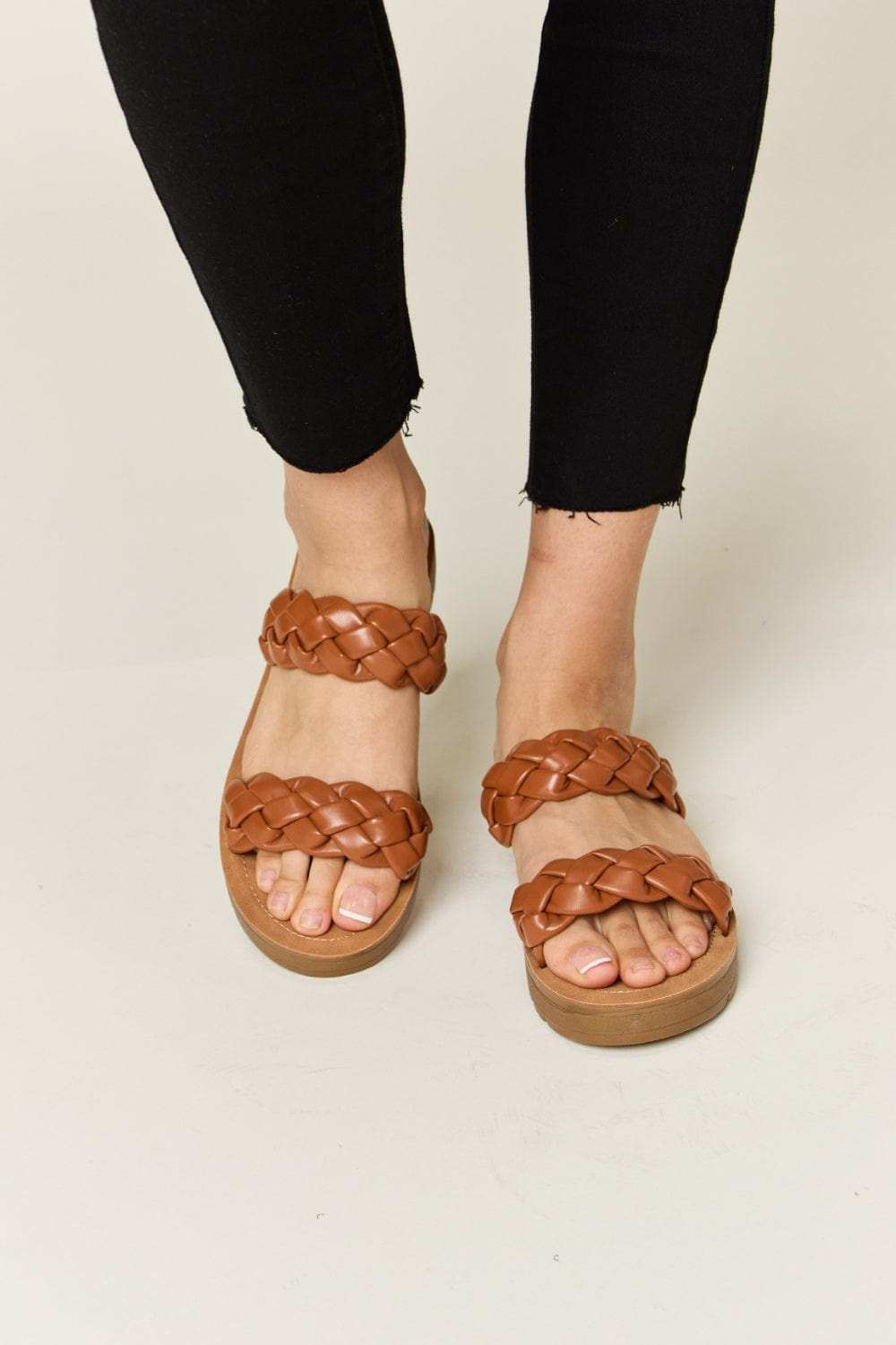 WILD DIVA Woven Dual Band Platform Sandals - Trendsi - Flyclothing LLC