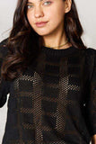 Double Take Ribbed Trim Round Neck Knit Top - Trendsi - Flyclothing LLC