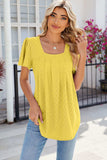 Eyelet Square Neck Flutter Sleeve Blouse - Trendsi - Flyclothing LLC