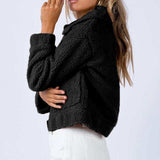Long Sleeve Collared Neck Sherpa Jacket - Trendsi - Flyclothing LLC