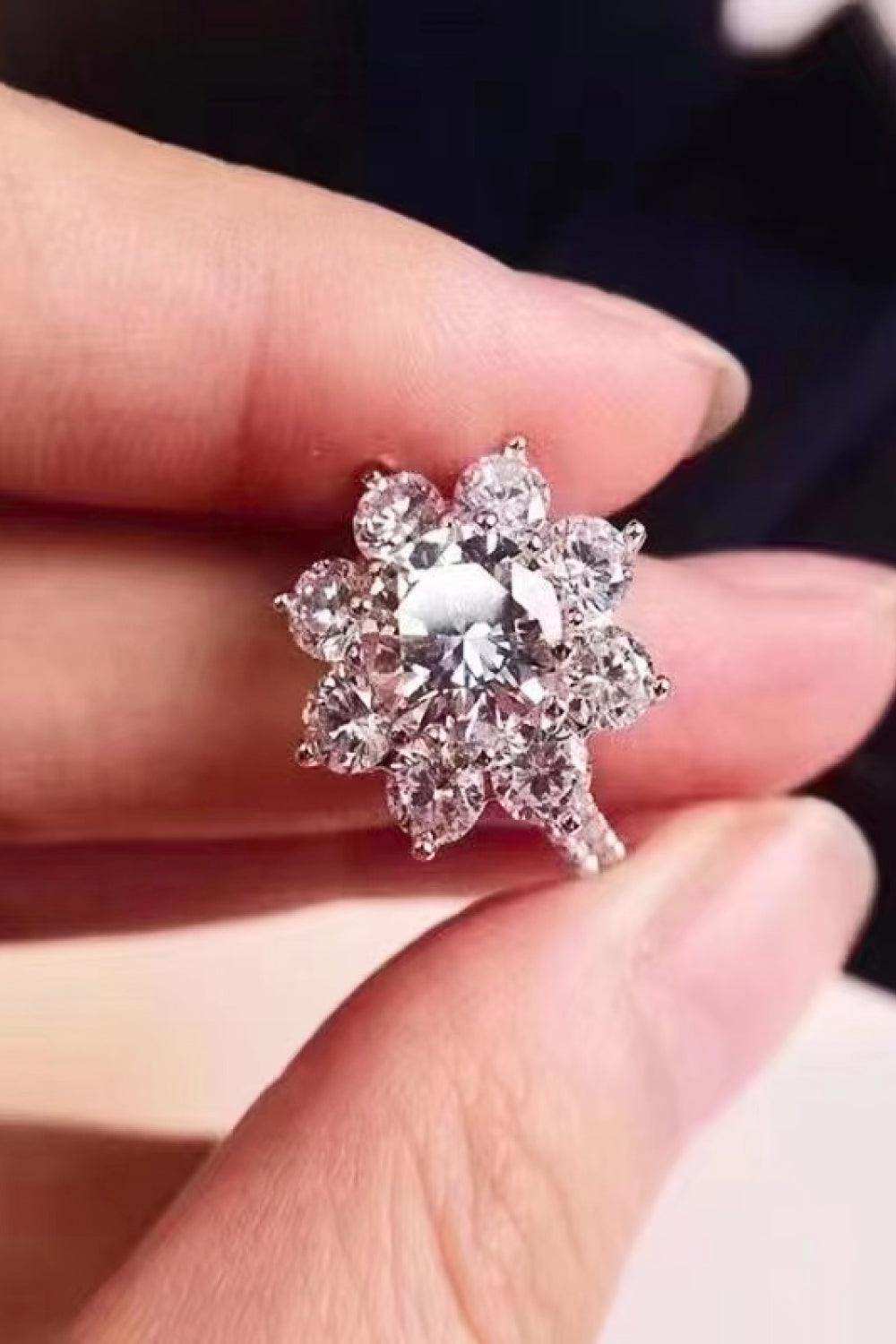 1 Carat Moissanite Flower Ring - Trendsi - Flyclothing LLC