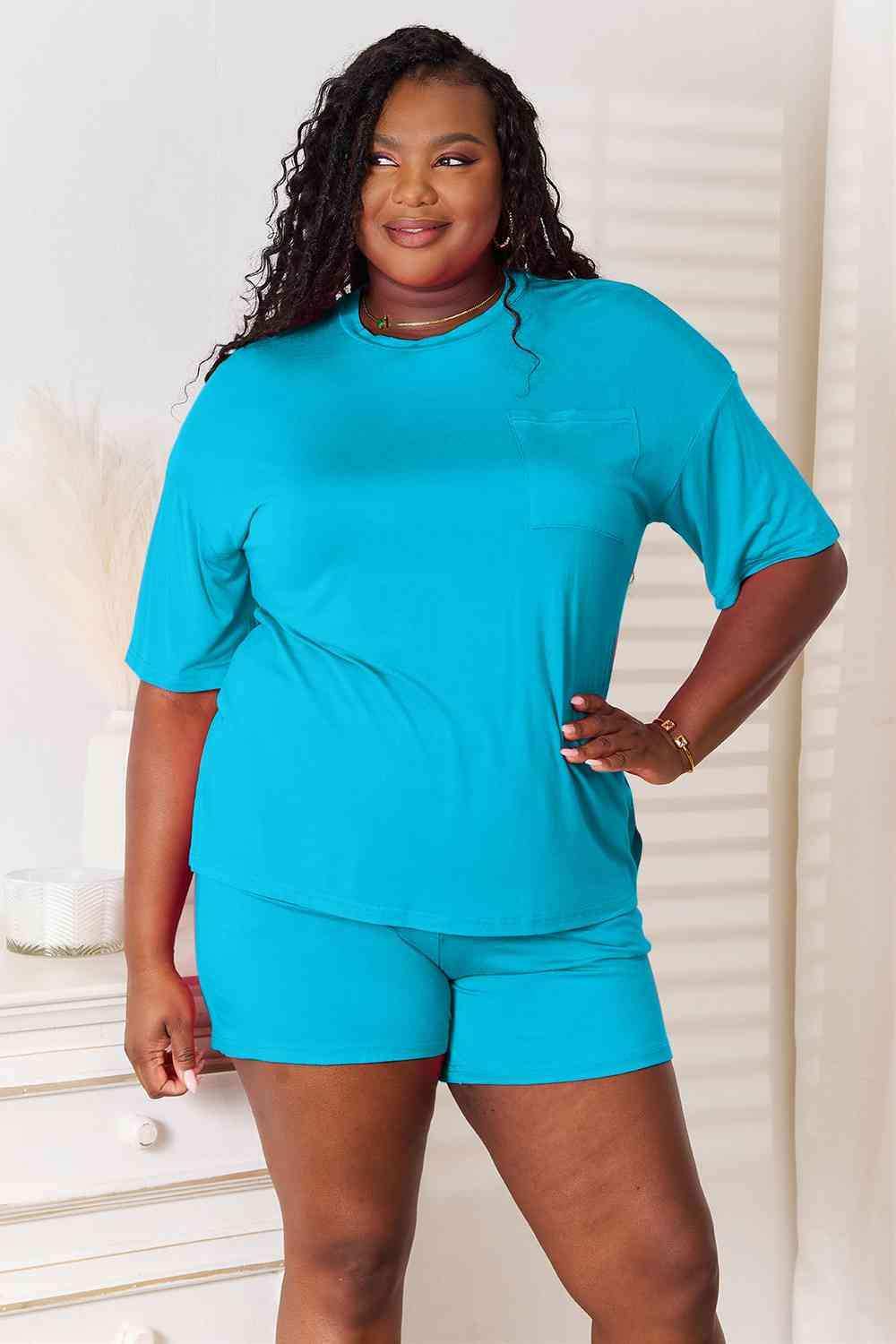 Basic Bae Full Size Soft Rayon Half Sleeve Top and Shorts Set - Trendsi - Flyclothing LLC