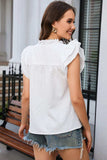 Notched Neck Butterfly Sleeve Blouse - Trendsi - Flyclothing LLC