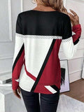 Contrast Round Neck Long Sleeve T-Shirt - Trendsi - Flyclothing LLC