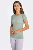 Round Neck Short Sleeve Active T-Shirt - Trendsi - Flyclothing LLC