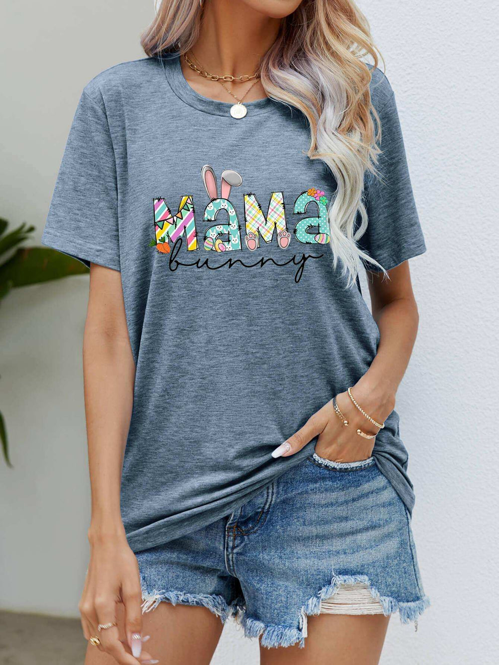 MAMA BUNNY Easter Graphic Tee - Trendsi - Flyclothing LLC