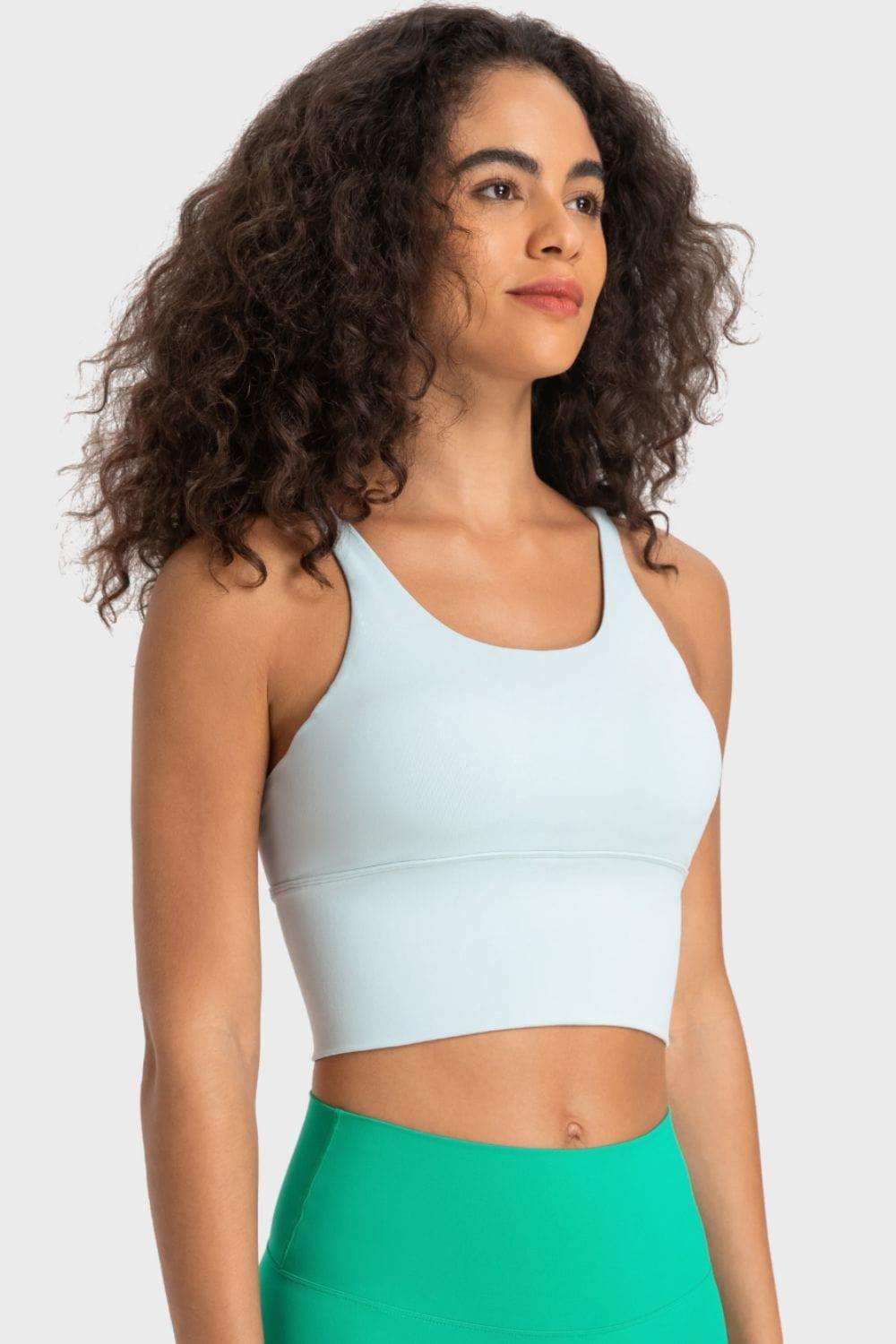 Crisscross Back Ladder Detail Sports Bra - Trendsi - Flyclothing LLC